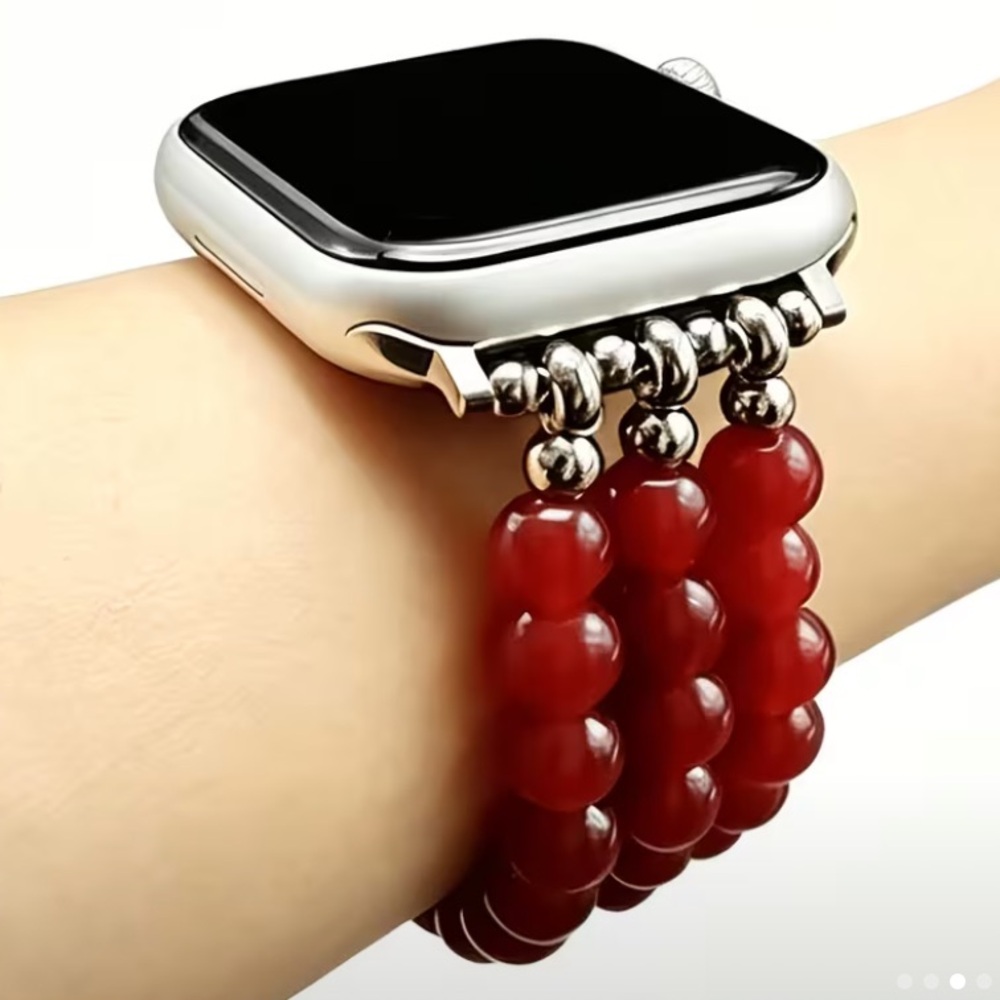 Natural Red Agate Beaded Bracelet Watchband for Apple Watch